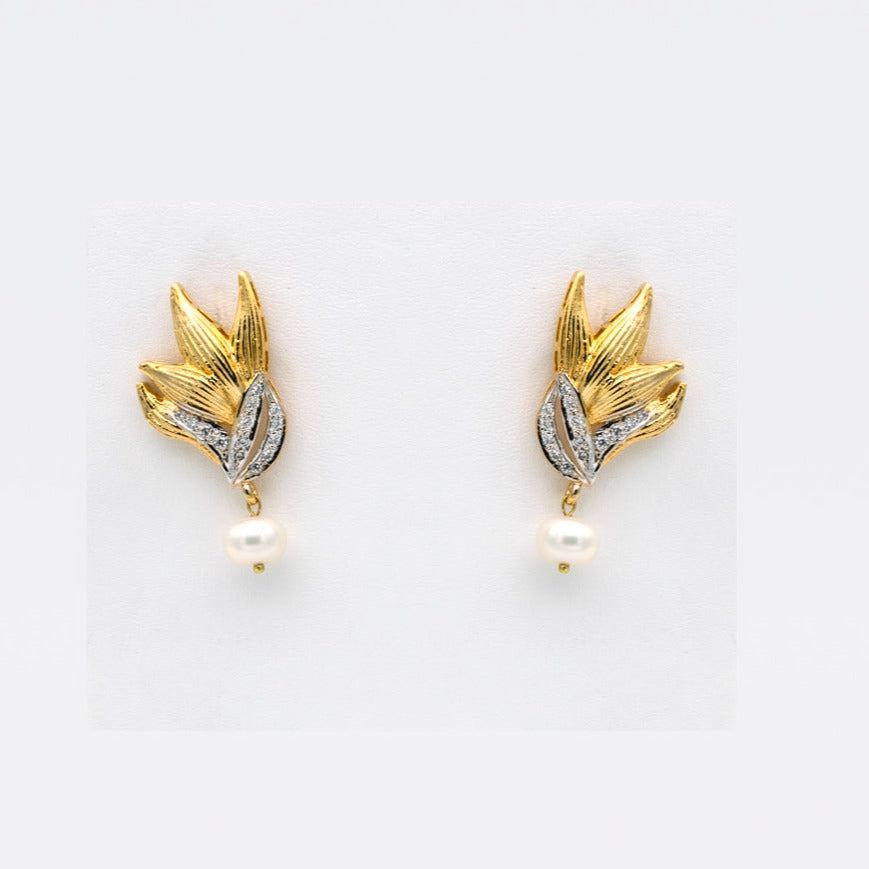 Pearl and Zircon Ear Studs