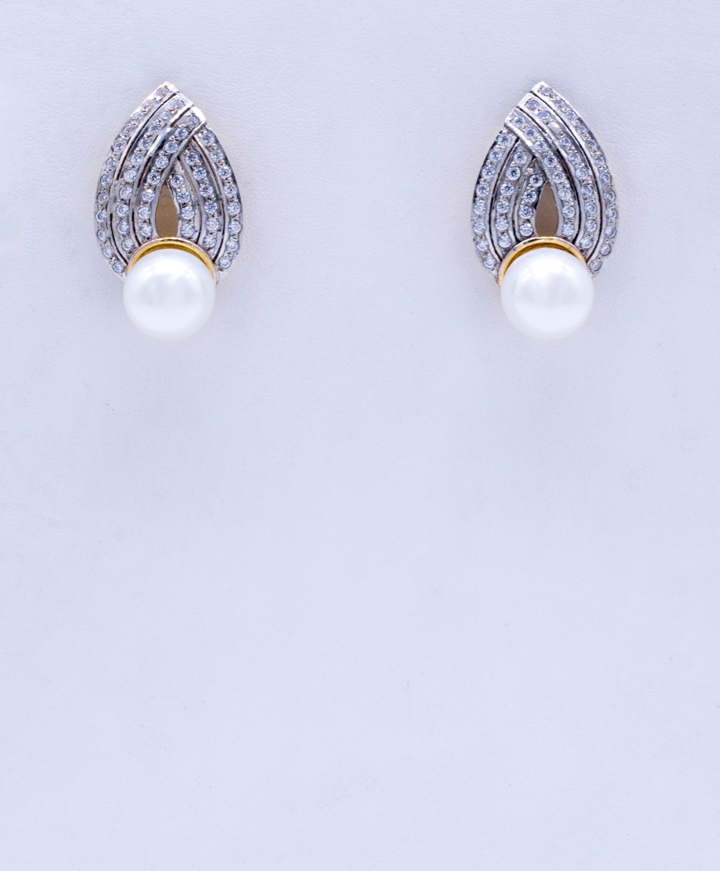 Pearls and Zircon Silver Gold Plated Tops